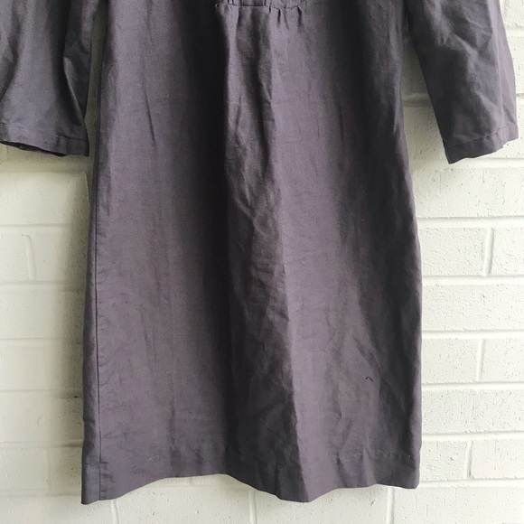 Boden Laura Grey Linen Cotton Prairie Tall Dress - Picture 3 of 6